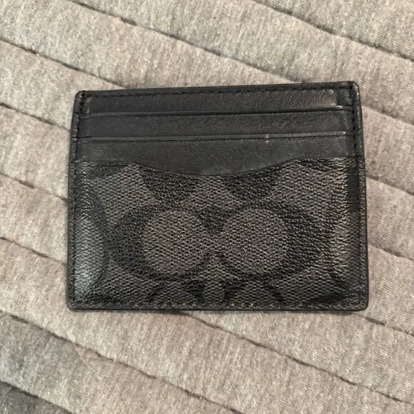 Coach Slim ID Card Case CW366 – Signature Canvas Charcoal, Very Good - Picture 3 of 4